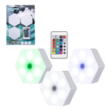 Kit 6 Luminárias Led Hexagonal Luz Rgb Com Controle Remoto