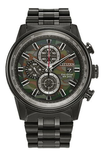 Reloj Citizen Nighthawk Eco Drive Original Hombre E-watch Color De La Correa Negro Color Del Bisel Negro Color Del Fondo Camuflaje