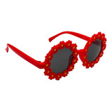 Óculos Sol Infantil Flor Redondo Moda Blogueirinha Vermelho