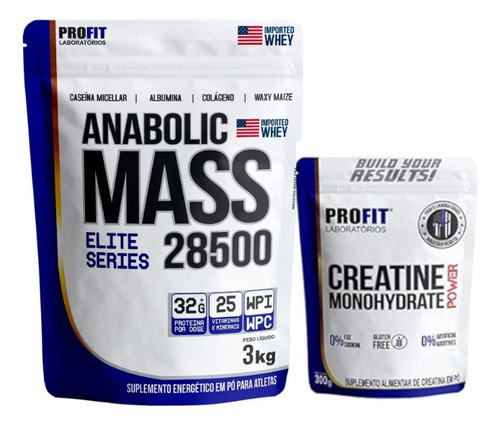 Hipercalórico Anabolic Mass 3kg  + Creatina 300g Promoção