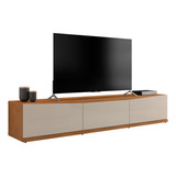 Rack Para Sala Tv Eros 180 Com 2 Portas E 1 Gaveta Cor Cedro/off White