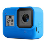 Silicon Funda Azul + Cristal Templado + Bases Gopro 8 Black