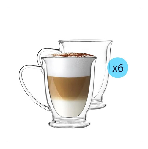 Jarro Capuccino Doble Vidrio 270cc X6 Nespesso Dolce Gusto