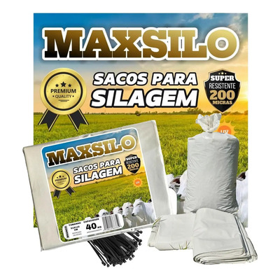 Saco Para Silagem Silo 200 Micras 52x110 Branco Com 100 Unidades + Abraçadeiras | Frete grátis