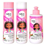 Salon Line Infantil Sos Cachos Kids Shampoo + Cond + Cr Pent