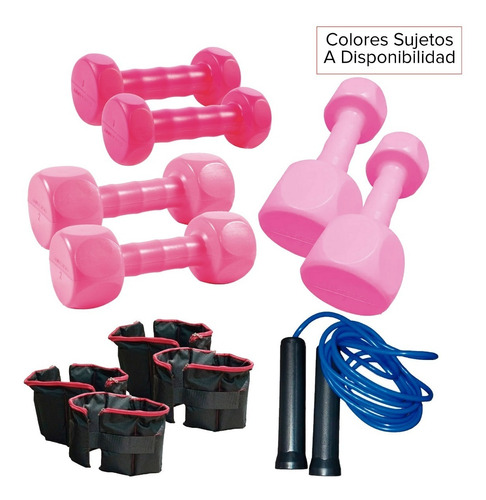 Kit Sport Maniac Pesas Multicolor + Tobilleras + Soga 16kg