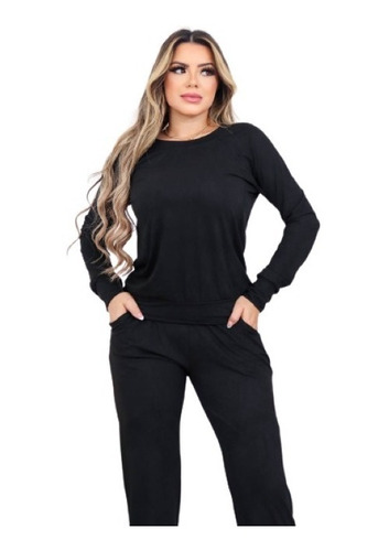 Conjunto Feminino Suede Toque Macio Tendência Moda Inverno