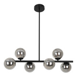 Lustre Pendente 6 Globos Esfera Vidro Molecular Jabuticaba Cor Preto 110v/220v