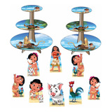 Kit Festa Moana Baby Kit Com 2 Baleiros + 8 Totens De Mesa