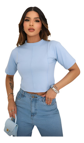 Blusa Feminina Cotton Algodão Camiseta Feminina Cropped Moda