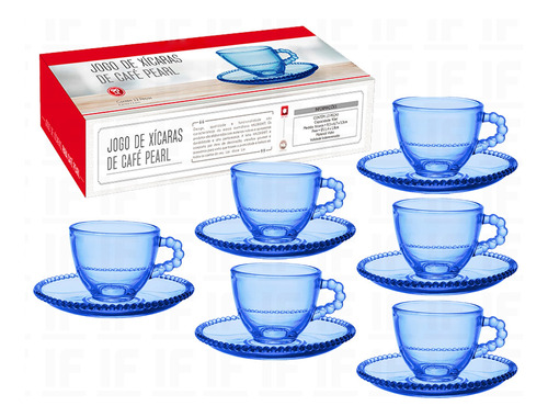 Kit Xícaras Para Café 12 Peças 90 Ml Azul Hauskraft