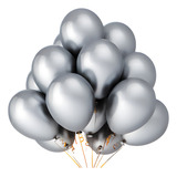 Pack 25 Globos Lisos Latex Plateado R9 23 Cms - Cumpleaños