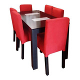 Juego De Comedor, Mesa Extensible+ 6 Sillas En Chenille