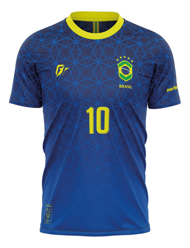 Camiseta Filtro Uv Brasil Canarinho Azul Campeão