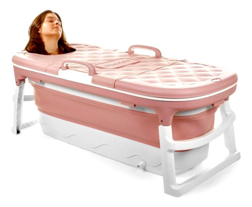 Banheira Dobrável Extra Grande Rosa 10 Meses A 90kg Baby Pil