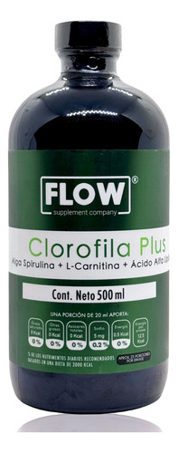 Clorofila Plus Carnitina Acido Alfa Lipoico 500 Ml Flow Sabor Menta