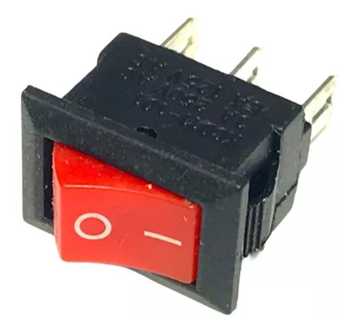 Llave Tecla Interruptor 250v 6a 3 Patas Contactos On On Rojo