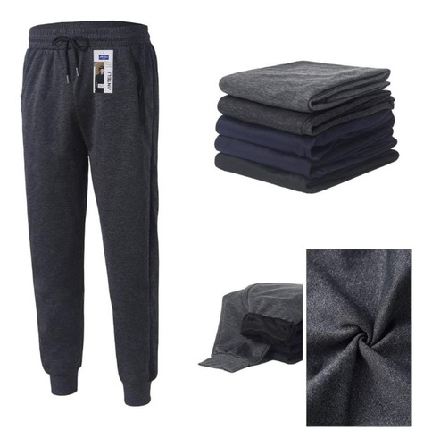 Pack 3 Pantalones Buzo Hombre Sin Polar. Con Puño Deportivo