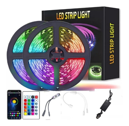 Luz Tira Led Rgb 5050 Bluethoot 10 Metros App Fuente Gamer 