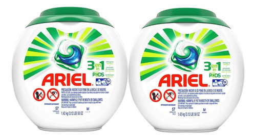 Pack 2 Detergente Ariel Pods 3en1 De 57 Capsulas C/u