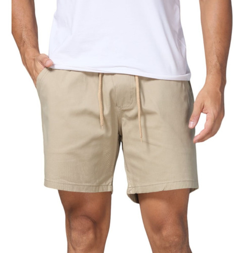 Bermuda Shorts Sarja Masculino Elatico Na Cintura Com Cordao