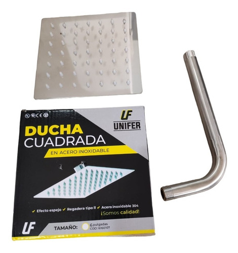 Ducha Regadera Baño 15 X 15 Cm Acero Inoxidable Ahorro Agua