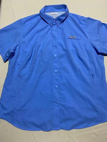 Camisa Manga Corta De Pesca Columbia Pfg Azul Omni Shade Xg