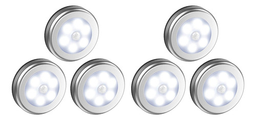 6pcs Led Sensor De Movimiento Luces Pir Luz Nocturna Inalámb