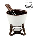 Conjunto Aparelho Fondue Cerâmica 5 Peças Chocolate E Queijo