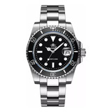 Reloj De Buceo Addiesdive Para Hombre No Rolex No Submariner Color De La Correa Plateado Color Del Bisel Negro Color Del Fondo Negro