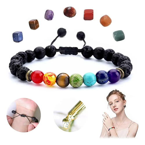 Pulsera 7 Chakras Unisex Ideal Para Meditación Y Relajación