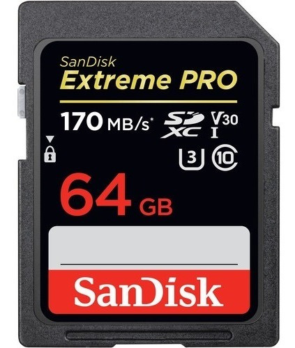 Sdxc Sandisk  64gb Extreme Pro 170mb/s U3 P/4k C/ Recibo