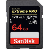 Sdxc Sandisk  64gb Extreme Pro 170mb/s U3 P/4k C/ Recibo