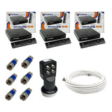 Kit 3 Receptor Midiaboxb7 Century +lnb Quadruplo + 30m Cabo