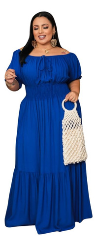 Vestido Longo Plus Size Ciganinha Babado Luxo Modinha