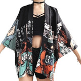 Chaqueta Holgada Estampada Tipo Kimono Para Mujer