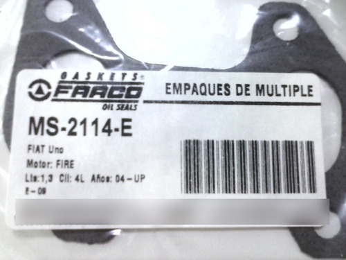 Empaque De Multiple De Escape Fiat Uno/palio 1.3lt / 04 Up I Foto 2