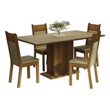 Juego De Comedor Elisa Con 4 Sillas Crema/marron/beige