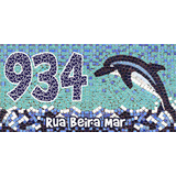 Azulejo Numero Casa 20x40 Cm Golfinho - Praia - Mosaico