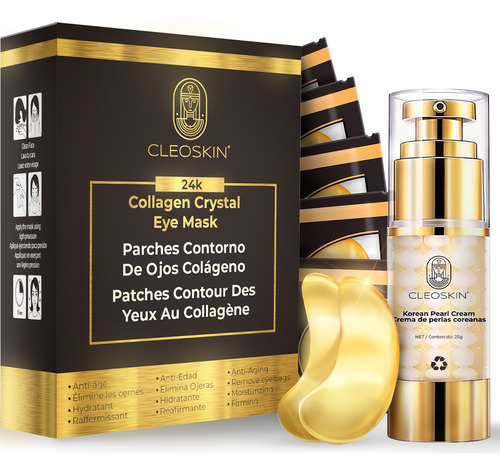 Kit Crema De Perlas Coreanas Y Parches 24k Contorno De Ojos