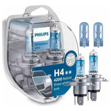 Kit 2 Lamparas H4 + 2 W5w T10 Philips White Vision 12v