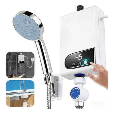 Calentador de agua eléctrico instantáneo de 3500 W con ajuste táctil, ducha y protección múltiple, soporta presión superior a 0,15 Mpa. | Meses sin interés