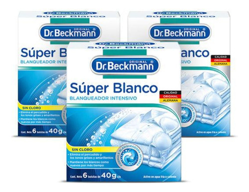 Blanqueador De Ropa Dr. Beckmann Súper Blanco 250gr X 3unds