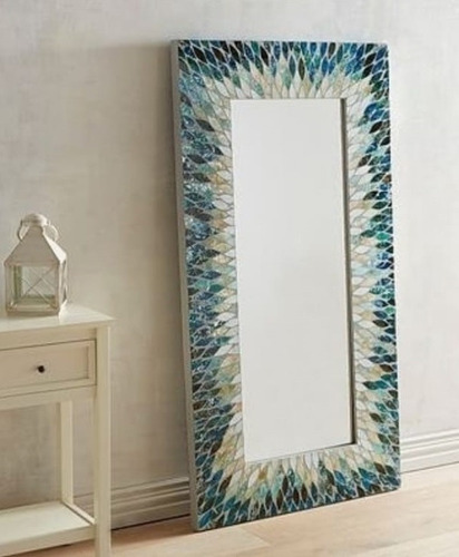 Espejo De Mosaico Rectangular Azul