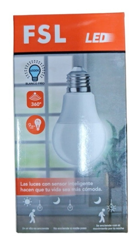 Ampolleta Led 9w Con Sensor De Movimiento Luz Fría Fsl