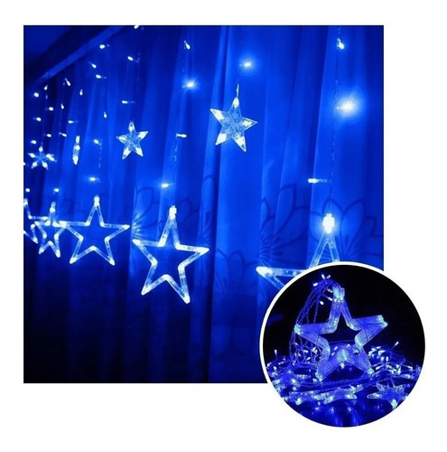 Luces Led Estrella Extensión X3m Luz Navidad Azul 