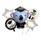 Decoración Globos Graduado Grado Koala Birrete Diploma Negro