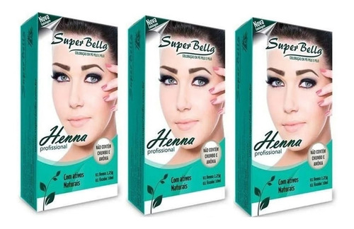 3 Kit Henna Para Sobrancelhas Super Bella- Promoção + Brinde