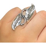 Anillo Hojas Grandes De Plata 925 Ao 344