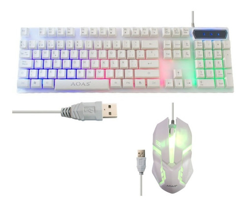 Kit Gamer Pc Teclado Retroiluminado + Mouse Aoas M-400 